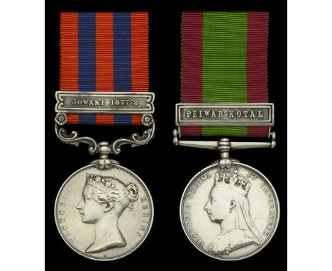 The ‘Jowaki 1877-8’ and ‘Peiwar Kotal’ campaign medals to Captain J. A. Kelso, Royal Artillery, who was killed in action at t