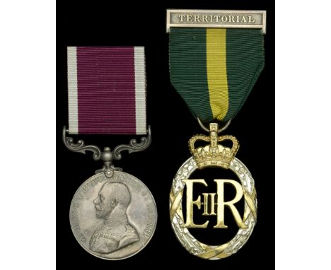 Army L.S. & G.C., G.V.R., 1st issue (4871 Pte. E. Ascott. L.N. Lanc: R.); Efficiency Medal, E.II.R., 1st issue, Territorial r