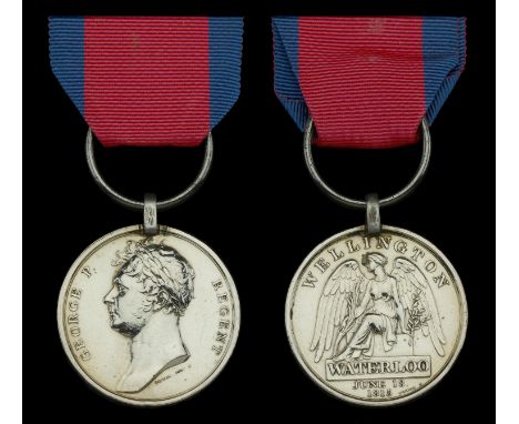 The Waterloo medal awarded to Lieutenant G. A. F. Dawkins, 15th Hussars, who was present at the Duchess of Richmond’s Ball on