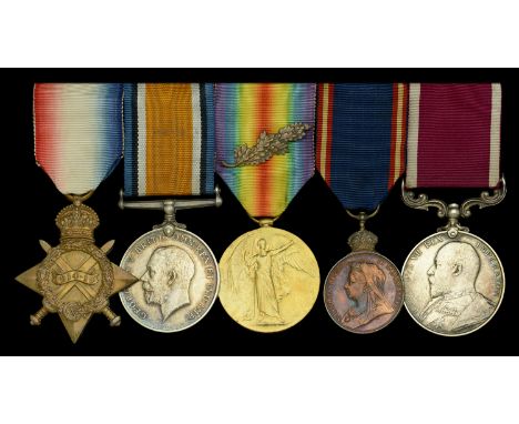 A ‘Royal Funeral’ R.V.M. group of five awarded to Captain W. Holden, Royal Field Artillery, late Royal Horse Artillery   1914