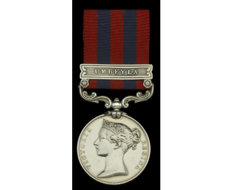 India General Service 1854-95, 1 clasp, Umbeyla (299. H. Maxwell. H.Ms. 71st. Regt.) polished, nearly very fine £140-£180  --