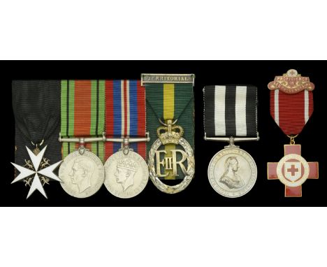 An unattributed Order of St. John group of four The Order of St. John of Jerusalem, Officer’s (Brother’s) breast badge, silve