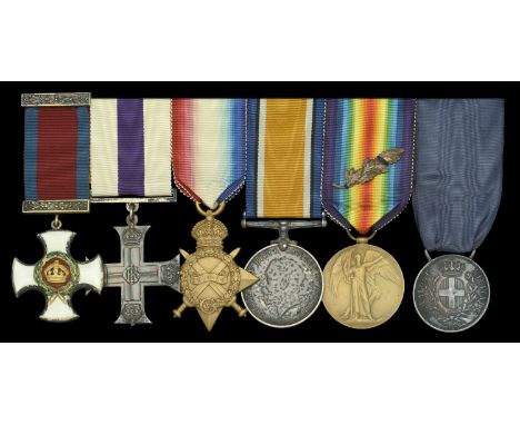 A fine Great War 'Salonica' D.S.O., M.C., Al Valore Militare group of six awarded to Major R. H. Jones, King's Liverpool Regi
