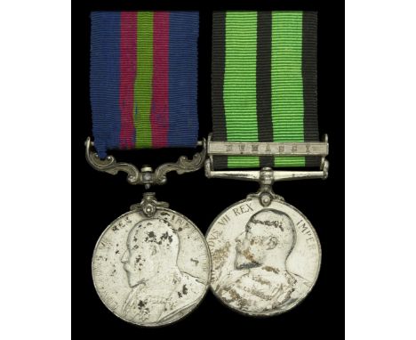 A rare West African Frontier Force D.C.M. pair awarded to Gunner Damana, No. 2 Battery, Northern Nigeria Regiment  West Afric