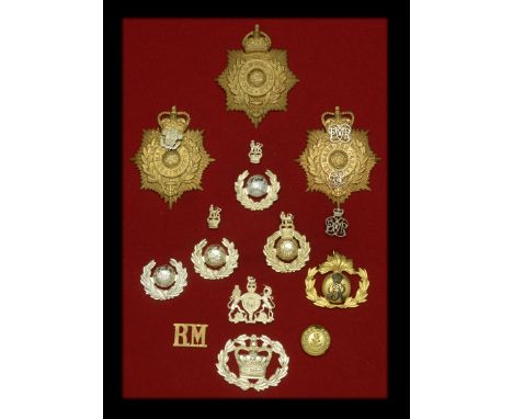 Miscellaneous Cap Badges. A selection of mainly 20th-century Regimental Cap Badges mounted on two boards, the first exclusive