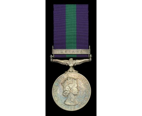 General Service 1918-62, 1 clasp, Malaya, E.II.R. (3523323 L.A.C. K. W. Sawyers R.A.F.) in named card box of issue, extremely