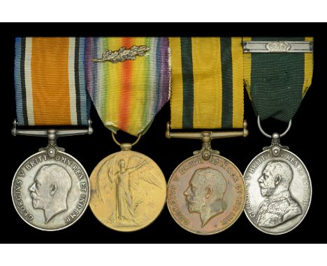 Four: Farrier Quarter Master Sergeant F. A. Crowe, Royal Field Artillery  British War and Victory Medals, with small M.I.D. o