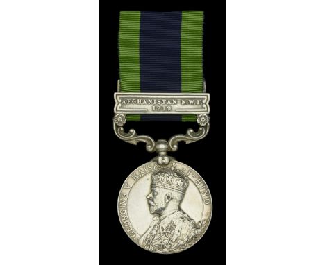 India General Service 1908-35, 1 clasp, Afghanistan N.W.F. 1919 (2/Lt. J. C. Gemmell I.A.R.O. 1/30/Pjbs.) officially re-impre
