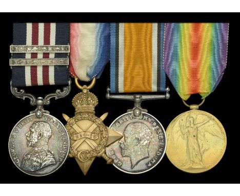 A fine Great War 'Western Front' M.M. and Second and Third Award Bars group of four awarded to Private G. Fraser, Mechanical 