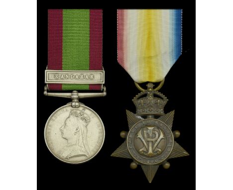 Pair: Private M. Kempton, 59th Regiment of Foot   Afghanistan 1878-80, 1 clasp, Kandahar (1239, Pte. M. Kempton, 59th. Foot);