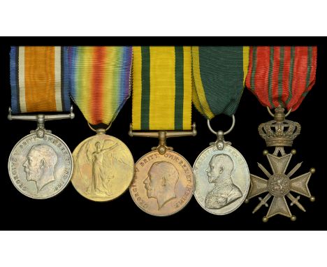 Five: Warrant Officer Class II A. Leevers, Army Service Corps  British War and Victory Medals (T4-252699 Sjt. A. Leevers. A.S