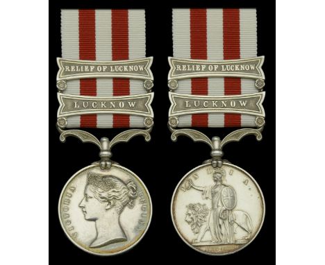 The Indian Mutiny Medal to Joseph Henry Lockwood who, as an Assistant Apothecary, was attached to the  Shannon’s Naval Brigad