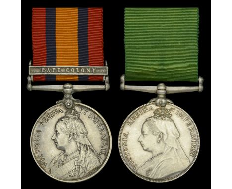 Pair: Lieutenant-Colonel A. P. De Villiers, Cape Garrison Artillery  Queen’s South Africa 1899-1902, 1 clasp, Cape Colony (Lt