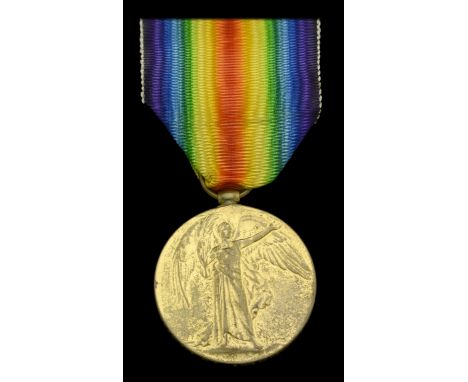 A scarce Victory Medal awarded to Private R. F. Vanderplank, Royal Army Medical Corps, late Non Combatant Corps, a ‘conscient