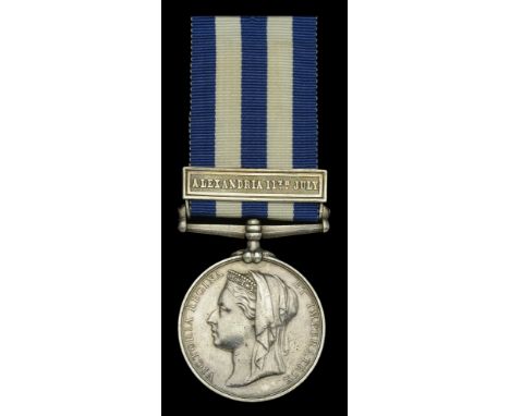 Egypt and Sudan 1882-89, dated reverse, 1 clasp, Alexandria 11th July (J. Pursey. Sergt. R.M. H.M.S. Northumberland.) light p