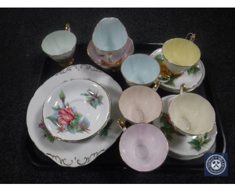 A tray containing a twenty-one piece Paragon Six World Famous Roses china tea service