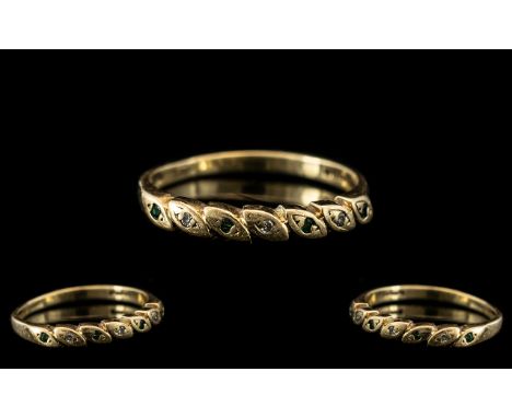 9ct Gold Diamond and Emerald Set Dress Ring. Ladies Fully Hallmarked Diamond Emerald Ring. Ring Size R. Please See Photo. 