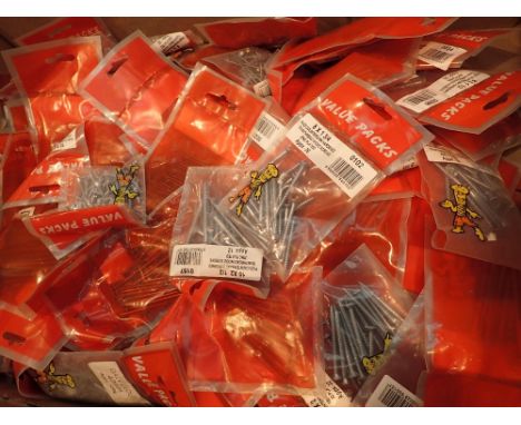 Bow of new old stock bagged sachets of screws and nails 