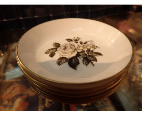 Set of five Royal Worcester floral pin dishes in various patterns