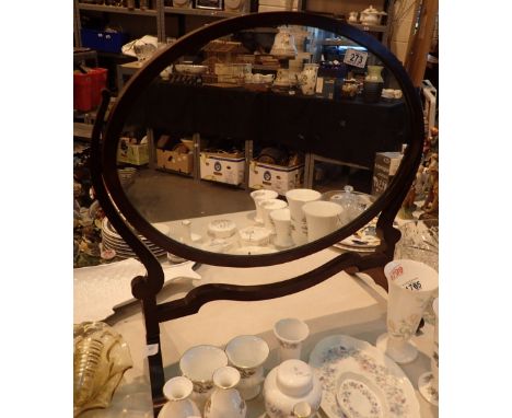 Mahogany framed dressing table oval mirror W: 58 cm