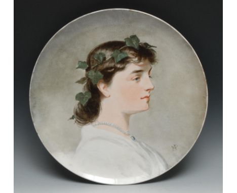 The Howell &amp; James Art Pottery Exhibition - an Aesthetic Movement charger, painted in allusion to Classical Antiquity, wi