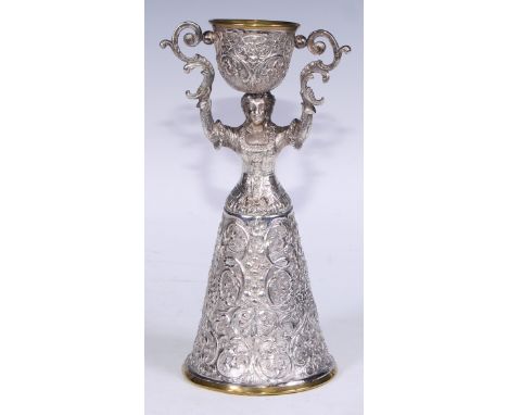 A Renaissance Revival electrotype wager cup, of typical form, 23.5cm high 