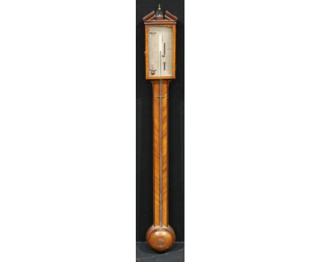 A 19th century mahogany stick barometer, silvered register inscribed B. Sandrino, No 162, Dale St., Liverpool, subsidiary the