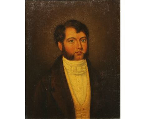 English School (19th century)Portrait of Thomas Shikell label to verso with family pedigree to William Hilton of Mt Springs a