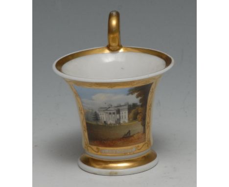 A Chamberlains Worcester named view miniature cabinet cup, of Regency shape, painted with a titled topographical vignette, Cl