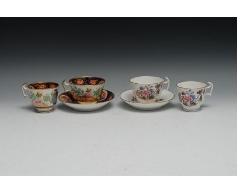 A Swansea teacup, coffee cup and saucer, decorated in pastel tones, printed marks, ex Harry Sherman Collection;   another, te