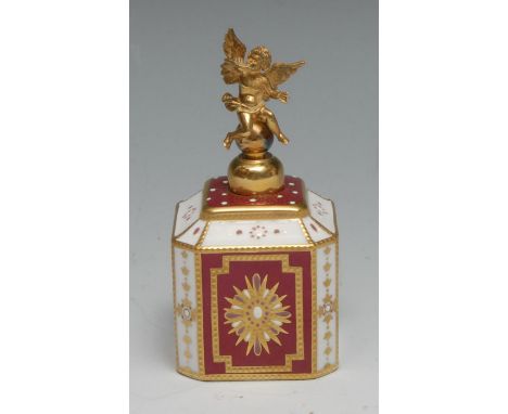 A Lynton porcelain canted square scent bottle, painted by Stefan Nowacki, signed with initials,  with sprays of English count