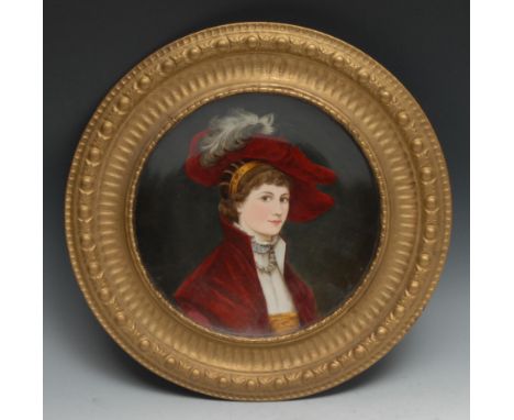 The Howell &amp; James Art Pottery Exhibition - an Aesthetic Movement porcelain charger, painted with a lady in Renaissance c