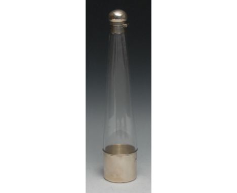 A Victorian silver mounted conical hunting flask, hinged domed bayonet-fitting cover, stirrup cup to base, 27cm high, W &amp;