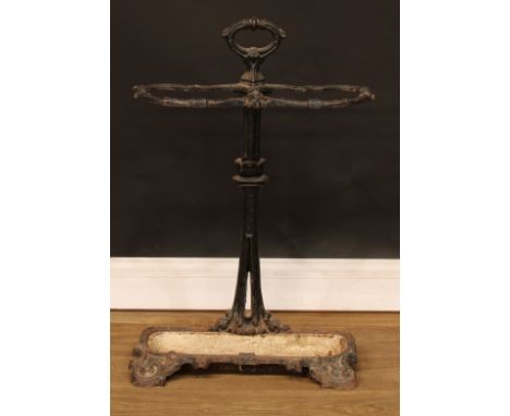 A Victorian cast iron walking stick or umbrella stand, leafy scroll framework and borders, 71cm high, 47cm wide, c.1850 