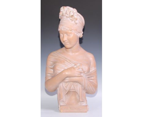 After Joseph Chinard (1756-1813), a plaster bust, Madame Recamier, signed in the maquette and numbered M-D301, 65cm high 