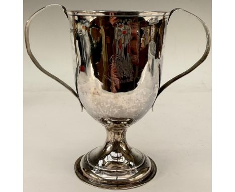 The Bateman Family - a George III silver pedestal loving cup, reeded scroll handles, domed foot, 15.5cm high, Peter &amp; Wil