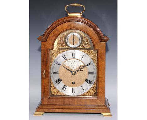 A George III design gilt metal mounted mahogany musical bracket clock, 18.5cm silvered chapter ring, inscribed Sinclair, Hard