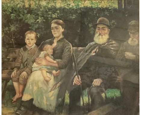 R Devlin (Irish early 20th century)Three Generationssigned, oil on canvas, 46cm x 55cm 