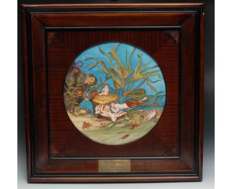 The Howell &amp; James Art Pottery Exhibition - an Aesthetic Movement circular charger, The Underword, painted by W Lambert 1
