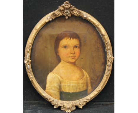 English School (18th century)Portrait of a Childoil on canvas, oval, 29cm x 25cm 