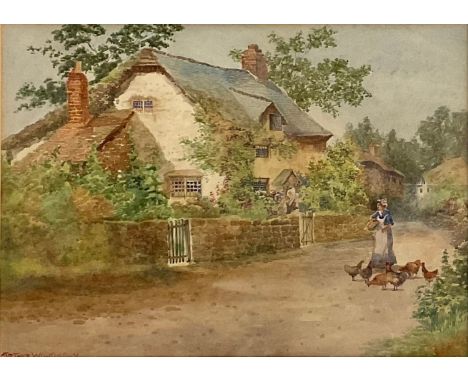 Arthur Stanley Wilkinson (1860 - 1930)Feeding the Chickenssigned, watercolour, 24cm x 33cm 