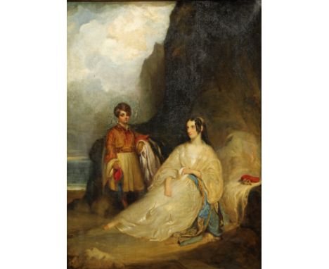 Robert Scott Lauder, RSA (1803 - 1869)Double-Portrait, Mother and Child, he in Balkan dresssigned, inscribed Rome and dated 1