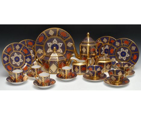 A Caversall Imari four piece tea and coffee service, milk jug and sucrier,   four coffee cans and saucers, three teacups and 