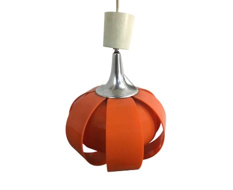 DAR LIGHTING, ORANGE ACRYLIC 'WATER LILY' PENDANT LIGHT FITTING, 1960-79 with aluminium fitting24cm wide