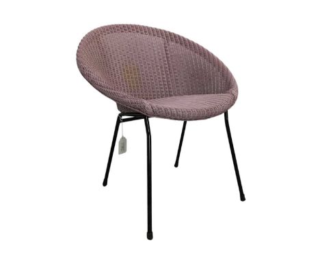 LLOYD LOOM, 'SATELLITE' CHAIR, 1950-60 in lilac, on lacquered metal tubular supports, along with a blue Lloyd Loom corner lau