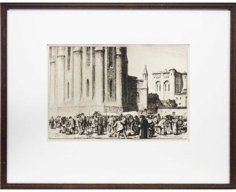 STANLEY ANDERSON RA RE (BRITISH, 1884-1966), THE GOOSE FAIR, ALBI, ETCHING ON PAPER, CIRCA 1927  signed in pencil, mounted, f