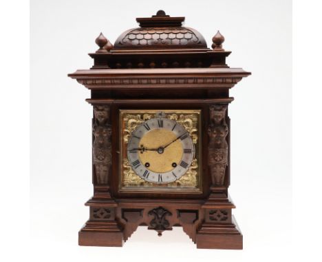 the 6.5" brass dial with silvered chapter ring and fast/slow dial on a two train movement by Muller &amp; Co, striking the qu