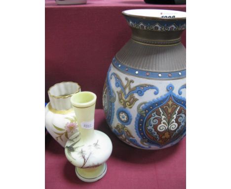 Mettlach Geschutz Pottery Vase, in the Amphora manner, impressed '1829, 23', 22.5cm high, Worcester Royal China Vase, with gi