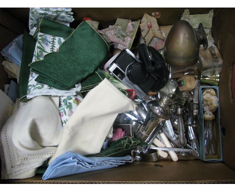 Olypmus Trip 35mm Camera, cutlery, Rotax car lamp, Lilliput Lane dwellings etc:- One Box