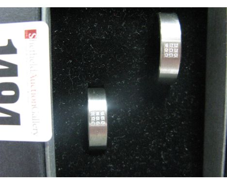 Boccia Titanium Matching Band Rings, with inset highlights, boxed.